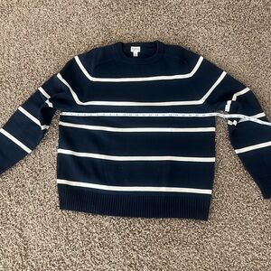 J. Crew Men's Striped Crewneck Sweater - Navy and White